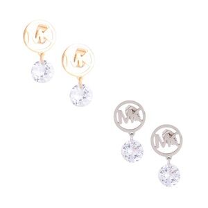 MK Gold and Silver Logo Earrings